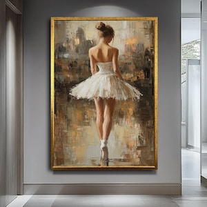 Ballerina canvaskunst print, elegante balletdanser kunst aan de muur, groot modern canvas decor, sierlijke ballerina print, op dans geïnspireerde kunstwerken