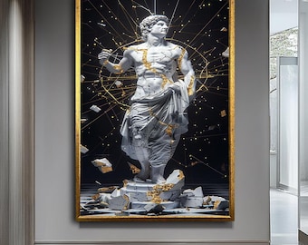 モダン彫刻アート - エレガントな抽象彫刻キャンバスプリント、現代的