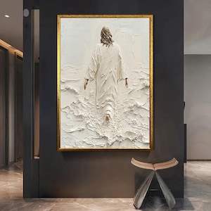 Jesus Walking on Water Canvas Art,Unique Christian Wall Decor,Religious Artwork, Faith-Inspired Home Decoration,Spiritual Gift,Ready To Hang