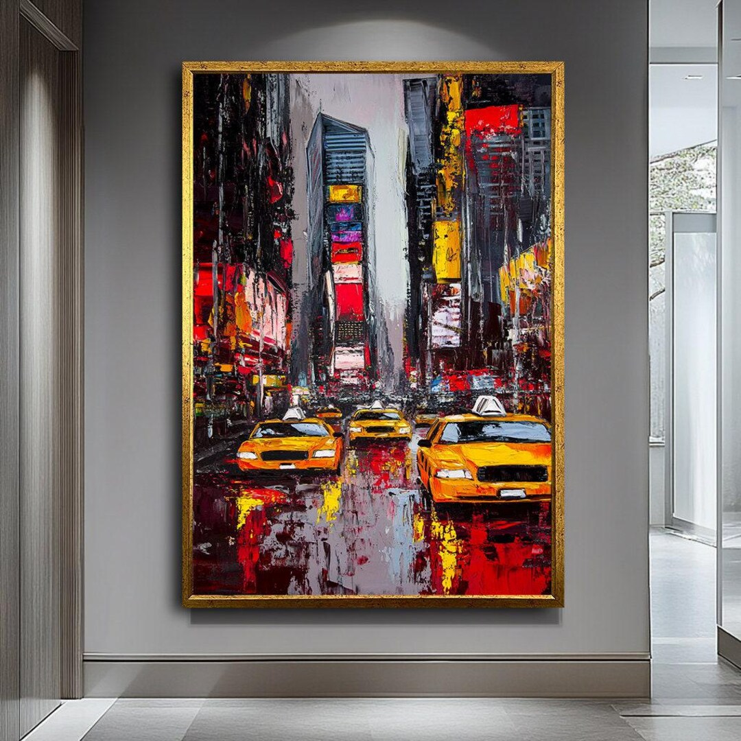Abstract New York Street Art With Taxi – Vibrant Urban Wall Decor