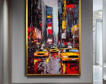 Abstract New York Street Art with Taxi – Vibrant Urban Wall Decor – Modern Cityscape Print