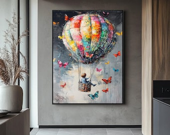 Banksy wall art, Banksy Art, Wall Art Canvas Design, Banksy Balloon Canvas, Balloon Poster, Unique Graffiti Art.