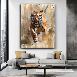 Tiger Canvas Art | Powerful Tiger Animal Print | Realistic Tiger Portrait Wall Art | Nature Home Decor | Wall Art | Tiger Wall Decor