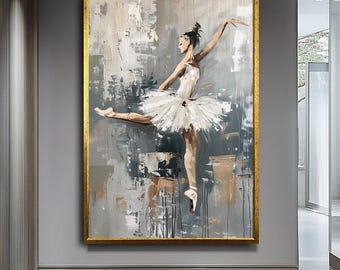Ballerina Canvas Art,Abstract Ballet Dancing Girl,Beautiful Ballerina Art,Elegant Ballet Dancer Canvas Print, Dance Wall Decor,Wall Art