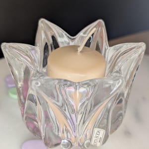 KOSTA BODA Crystal Clear Tulip Flower Votive Candle Holder Sweden