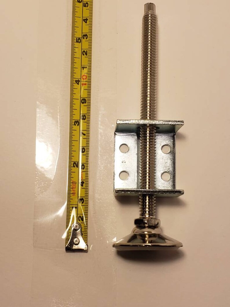 Set of 2 Adjustable Lathe Leg Furniture Leveling Feet 3/816 X 5 1/2 Chrome W/2 Flat Mounting