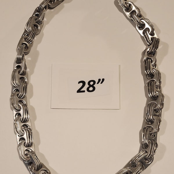 28" Aluminum Pull Tab Can Tab Necklace Silver Steam Punk Continuous Chain