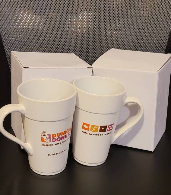Vintage Dunkin' Donuts The Big One Mug (set Of 2) Coffee Cups Made In Korea