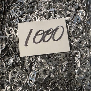Aluminum Pull Tabs 1000+ all Silver Can Tabs .. for Crafts, Fundraisers, Charity. Sorted and Washed 1000+ Gauranteed Count