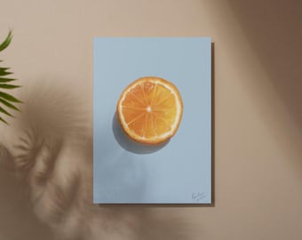 Cuadro de Rodajas de Cítricos con Fondo Azul, Impresión DIGITAL