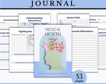 Printable Mental Health Bundle, Therapy Worksheet, Mental Health Journal, Self Care Planner, Anxiety Journal Digital, Wellness Challenge