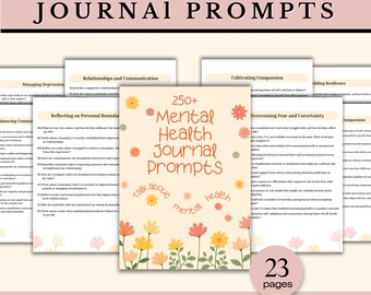 250+ Mental Health Journal Prompts, Self-Discovery Journal Prompts, Self-Discovery Prompts, Printable Daily Mental Health Journal Prompts