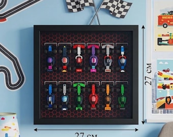 Display case for mini racing car models – Display case for building block cars – Collector's box for 12 vehicles – Dust protection