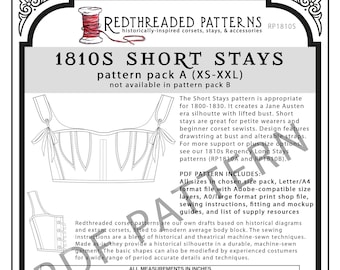 1810s Short Stays PDF Pattern - Size Pack A (XS–XXL)