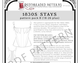 1830s Stays PDF Pattern - Pack B (Sizes 18–26 plus)