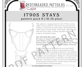 1790s Stays PDF Pattern - Size Pack B (18-26 plus)