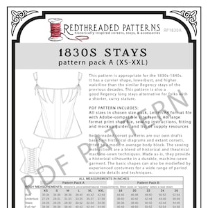 1830s Aufenthalte PDF Pattern - Pack A (Größen XS - XXL)