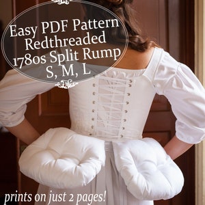 PDF Pattern - 1780s Split False Rump - All Sizes for 18th Century Georgian Costuming