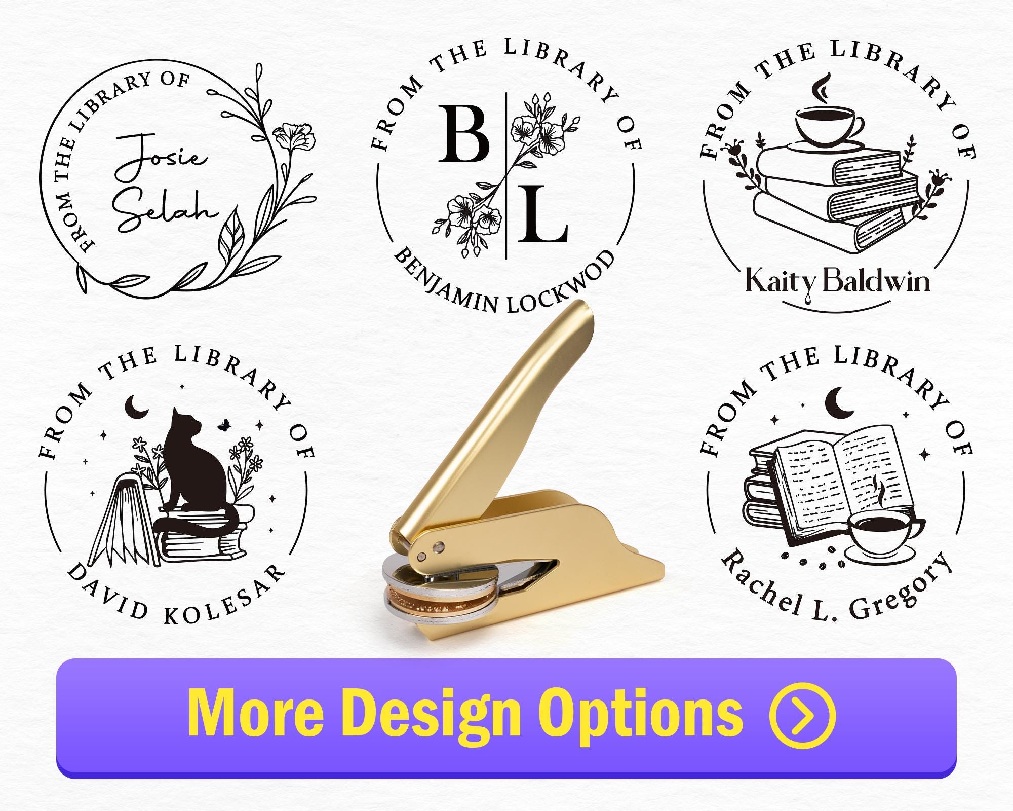 Tampon embosseur Library of Ex Libris Personnalisable avec votre texte Cadeau pour les amateurs de livres Gaufrer ou tamponner votre collection de romans Tampon embosseur Library of Ex Libris Personnalisable avec votre texte Cadeau pour les amateurs de livres Gaufrer ou tamponner votre collection de romans