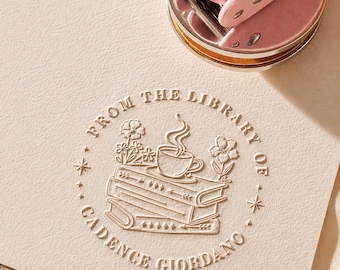 Embosseur de livres personnalisé/Tampon de livre personnalisé/Tampon de gaufrage de bibliothèque/Ex Libris/De la bibliothèque de/Cadeau de Noël pour les amateurs de lecture