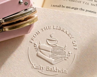 Book Embosser Personalized /Custom Book Stamp/Library Embosser Stamp /Ex Libris /From The Library Of /Elegant Gift Box