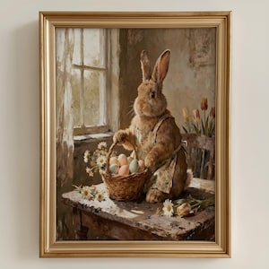 Easter Artwork, Bunny Painting, Giclee Print, Rabbit Artwork, Farmhouse Easter, Multiple Sizes