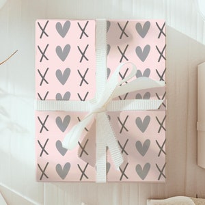 Pink Heart Wrapping Paper: Hugs and Kisses Pattern