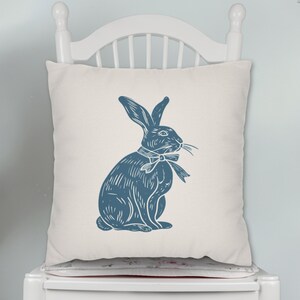 Bunny Pillow, Cute Bunny Rabbit, Delft, Chinoiserie, Easter Pillow Cover, Rabbit Pillow, Modern Farmhouse Decor, Easter Present Idea