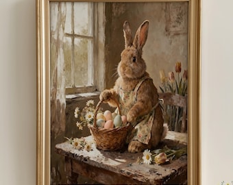 Easter Artwork, Bunny Painting, Giclee Print, Rabbit Artwork, Farmhouse Easter, Multiple Sizes