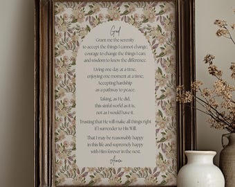 The Serenity Prayer Art, Christian Prayer Giclee Print, Spiritual Artwork, Faithful Home Decor, Multiple Sizes Available