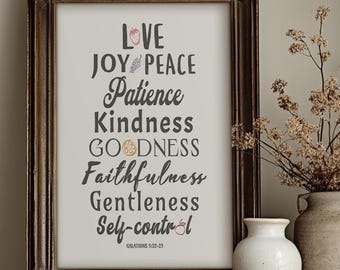 Fruit of the Spirit Religious Artwork, Bible Quote Art, Christian Artwork Giclee Print, Faithful Home Decor, Multiple Sizes Available