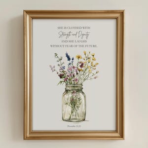 Spreuken 31 Bijbelbloemenkunst, religieus kunstwerk, bijbelvers voor vrouwen, christelijke afdrukbare muurkunst, meerdere maten beschikbaar