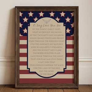 Rustic Vintage Americana Art, Star Spangled Banner Giclee Print, July 4th Decorations, Multiple Sizes Available