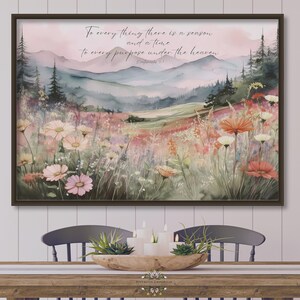 Christian Painting, To Every Thing There is a Season, Biblical Art Print, Watercolor Mountains Framed Bible Verse, Giclee Print