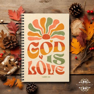God is Love, Spiral Notebook, Prayer Journal,  Bible Journal, Faith Notebook, Gratitude Journal, First Communion Present, Christian Gifts