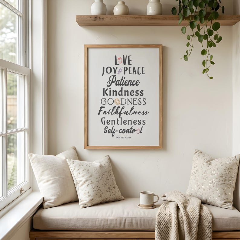 Fruit of the Spirit Religious Artwork, Bible Quote Art, Christian Artwork Giclee Print, Faithful Home Decor, Multiple Sizes Available