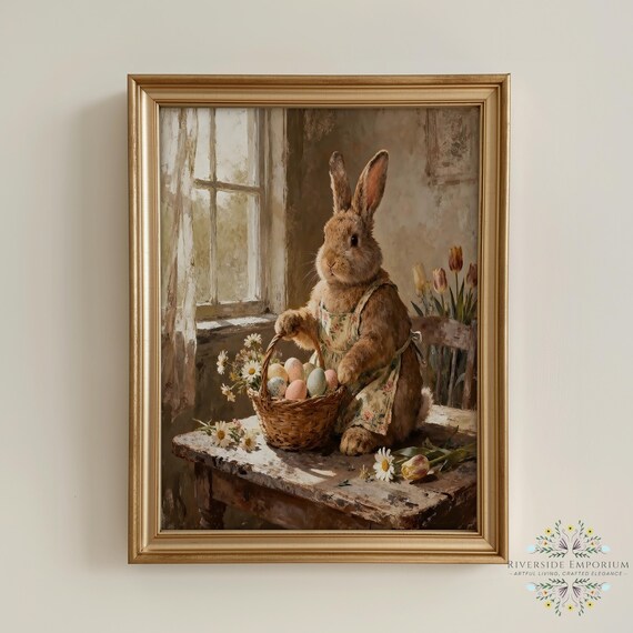 Easter Artwork, Bunny Painting, Giclee Print, Rabbit Artwork, Farmhouse Easter, Multiple Sizes