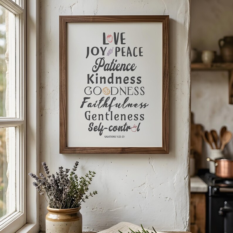 Fruit of the Spirit Religious Artwork, Bible Quote Art, Christian Artwork Giclee Print, Faithful Home Decor, Multiple Sizes Available