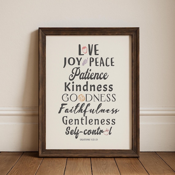Fruit of the Spirit Religious Artwork, Bible Quote Art, Christian Artwork Giclee Print, Faithful Home Decor, Multiple Sizes Available