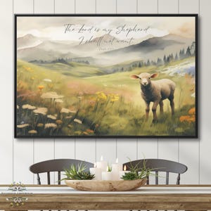 Psalm 23 Canvas Art: The Lord is My Shepherd, Watercolor Lamb