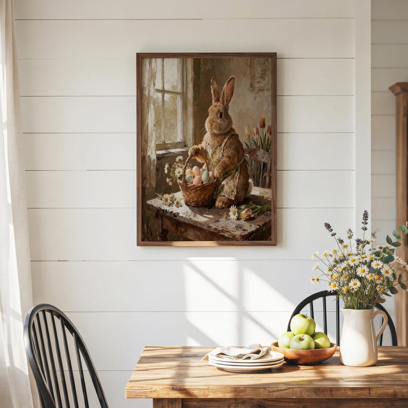 Easter Artwork, Bunny Painting, Giclee Print, Rabbit Artwork, Farmhouse Easter, Multiple Sizes