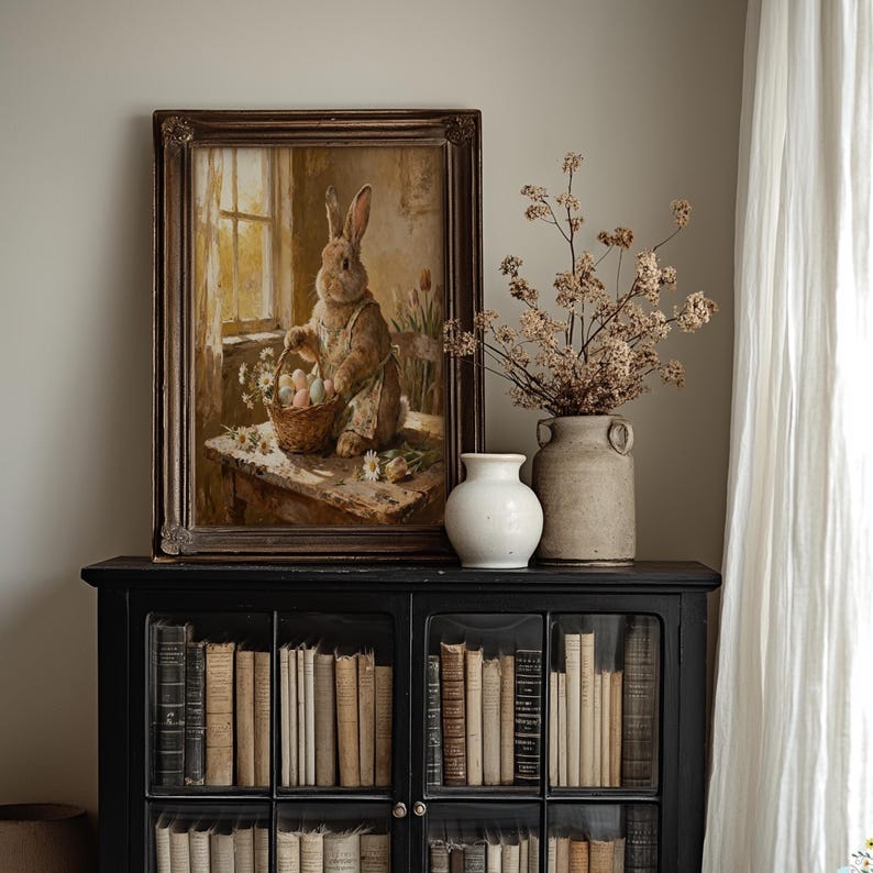 Easter Artwork, Bunny Painting, Giclee Print, Rabbit Artwork, Farmhouse Easter, Multiple Sizes