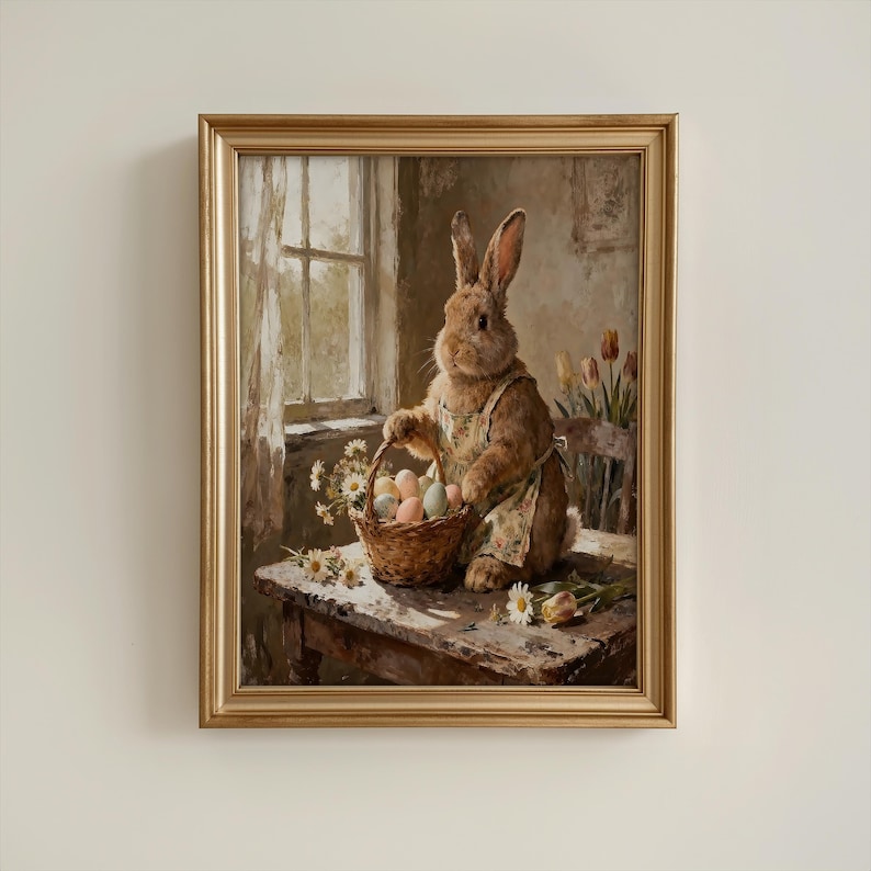 Easter Artwork, Bunny Painting, Giclee Print, Rabbit Artwork, Farmhouse Easter, Multiple Sizes
