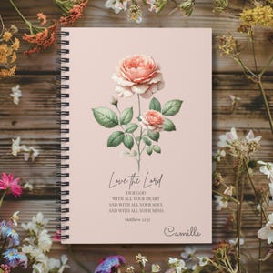Love The Lord, Personalized Spiral Notebook, Biblical Journal, Prayer Journal, Grateful Journal, First Communion Presents, Christian Gift