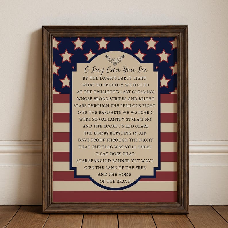 Rustic Vintage Americana Art, Star Spangled Banner Giclee Print, July 4th Decorations, Multiple Sizes Available