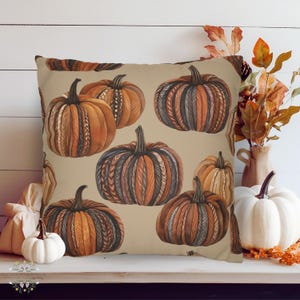 Pumpkin Toss Pillow Cover, Autumn Pillow Cover, Fall Pillow, Boho Home Decor, Fall Decor, Autumn Decoration, Cottagecore Style