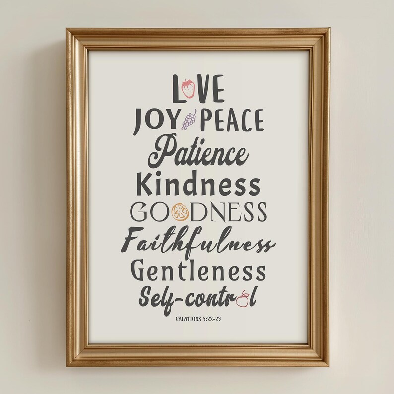 Fruit of the Spirit Religious Artwork, Bible Quote Art, Christian Artwork Giclee Print, Faithful Home Decor, Multiple Sizes Available