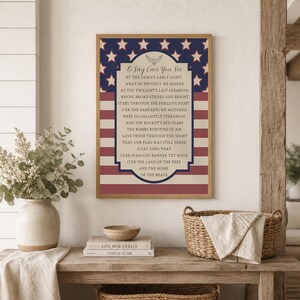 Rustic Vintage Americana Art, Star Spangled Banner Giclee Print, July 4th Decorations, Multiple Sizes Available