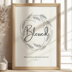 Thankful Grateful Blessed Christian Printable, Biblical Artwork, Bible Quote Wall Art Set of 3, Thanksgiving Decoration, Faithful Home Decor