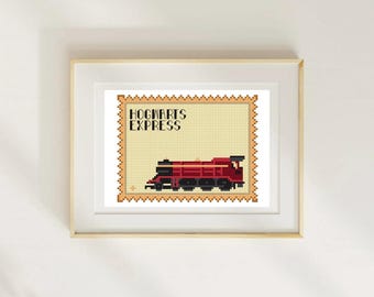 Harry Potter Hogwarts express Stamp Cross Stitch Pattern (PDF Download)